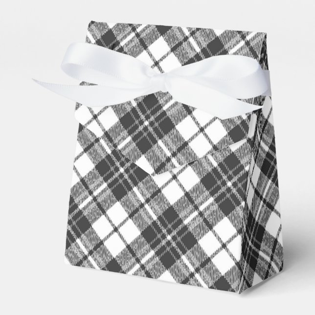 Tartan Musterferien Weihnachten Schwarz-weiß Geschenkschachtel (Vorderseite)