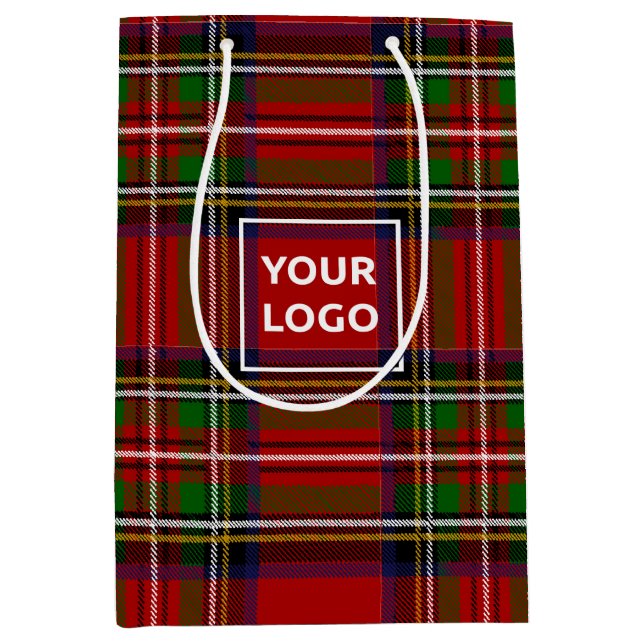 Tartan Paper Gift Bag für benutzerdefiniertes Logo Mittlere Geschenktüte (Vorderseite)