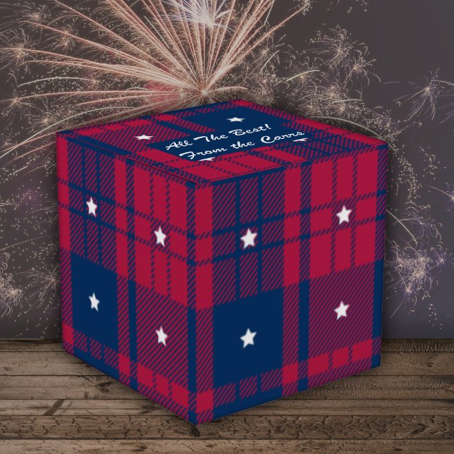 Tartan - Patriotic - Red Blue White Stars Classic Geschenkschachtel (Von Creator hochgeladen)