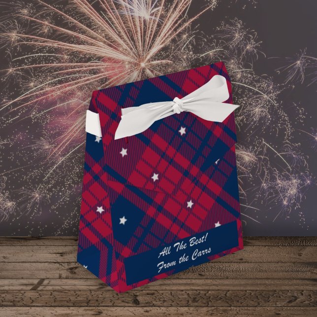 Tartan - Patriotic - Red Blue White Stars - Zelt Geschenkschachtel (Von Creator hochgeladen)