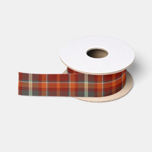 Tartan Pattern Paprika und Slate ID210 Satinband