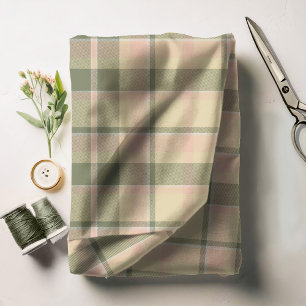 Tartan Pattern Soft Sage and Rose Pink ID210 Stoff