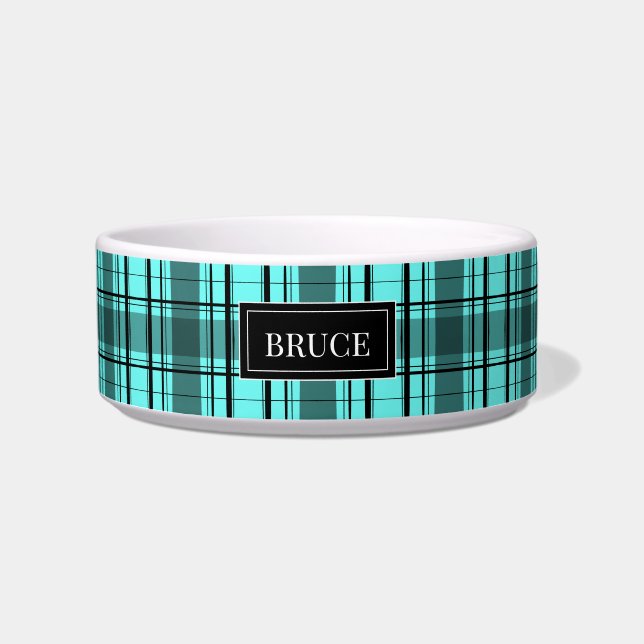 Tartan personalisierte neue Heimtierschüssel Napf (Vorderseite)
