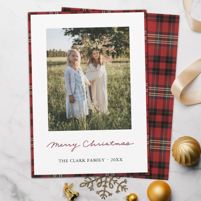 Tartan personnalisé Joyeux Carte photo de Noël (Créateur téléchargé)