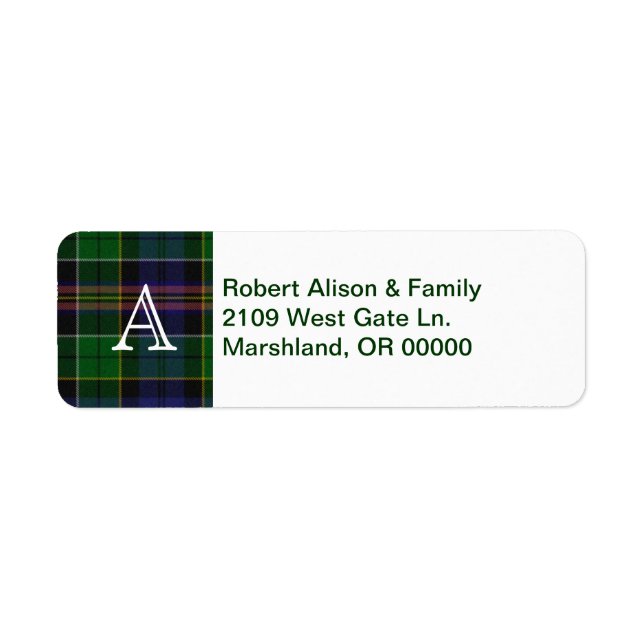 Tartan Plaid Accent Étiquette de adresse personnal (Devant)