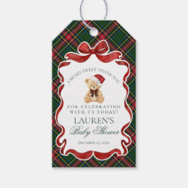 Tartan Plaid Christmas Bear Baby Shower Favors Geschenkanhänger