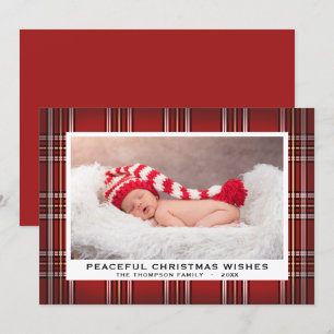 Tartan Plaid   Red Classic Holiday Carte photo