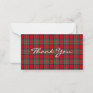 Tartan Plaid Rustic Stewart Party Dankeschön Mitteilungskarte