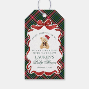 Tartan Plaid Weihnachtsbär Baby Shower Geschenke Geschenkanhänger