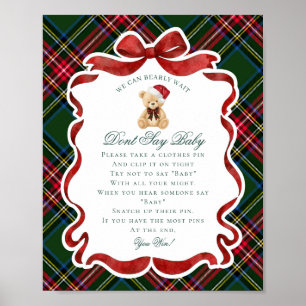 Tartan Plaid Weihnachtsbär Dont Say Baby Spiel Poster