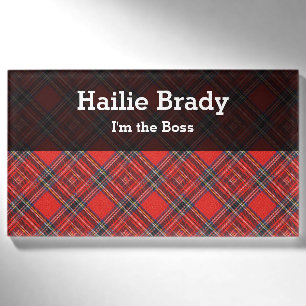 Tartan-Plaidermuster rotes Royal-Gewebe Namenschild