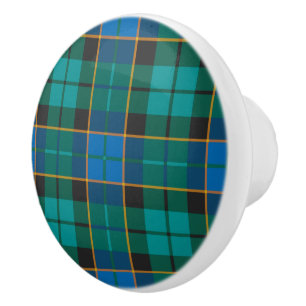 Tartan-Plaidmuster - traditionelles blaues Grün Keramikknauf