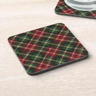 Tartan Plain Festive Hartplastik-Untersetzer-Set Getränkeuntersetzer