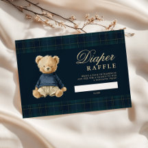 Tartan-Polo-Bär-Baby-Shower-Windel-Raffel