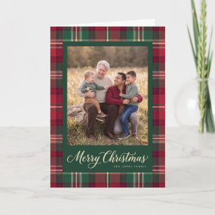 Tartan-Rahmen Frohe Weihnachten Familienfoto