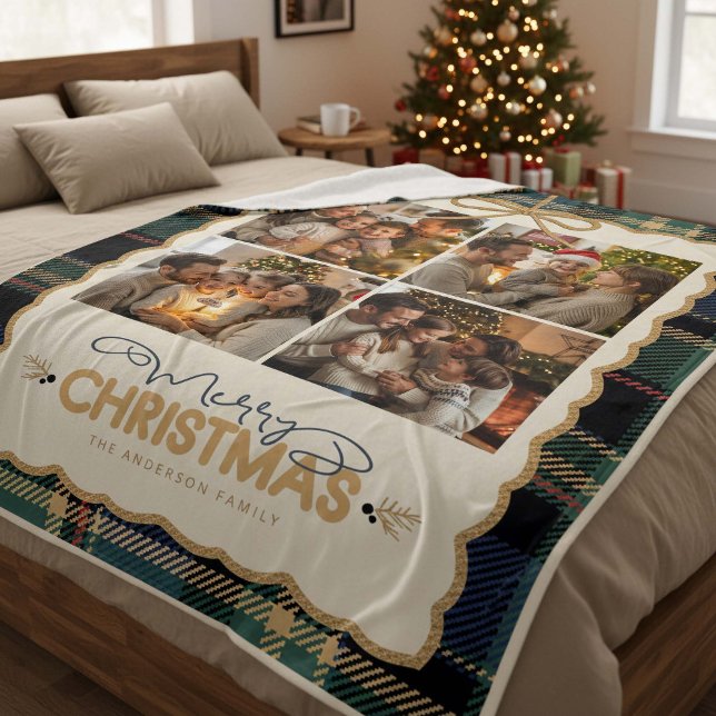 Tartan-Rahmen-Weihnachten 4 Foto Vorlage ID1141B Fleecedecke (Von Creator hochgeladen)