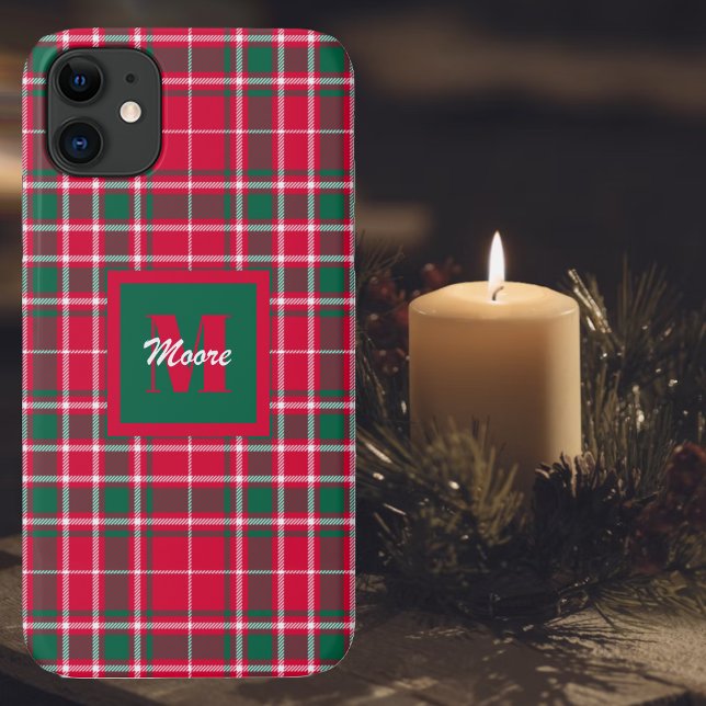 Tartan - Red Green and Off White Phone Case (Christmas Tartan in red, green and off white - Casemate Phone Case)