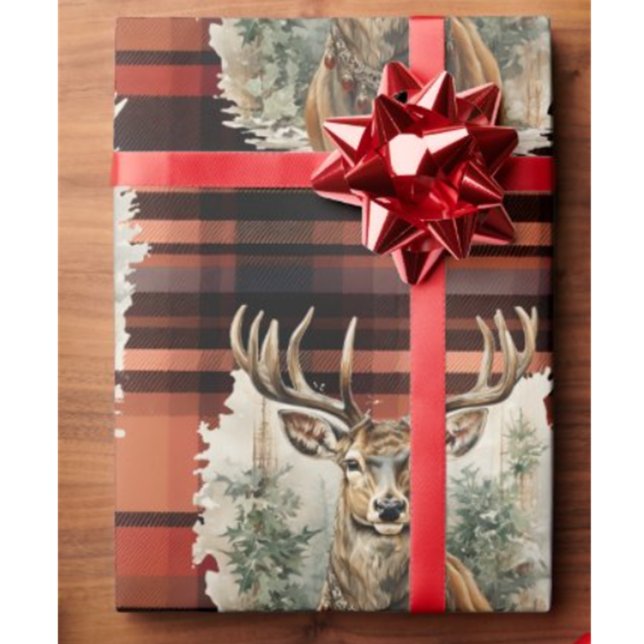 Tartan Rentier Geschenkpapier (Christmas Scottish reindeer paper)