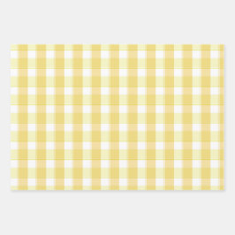 Tartan rose lemon yellow set wrapping paper geschenkpapier set
