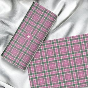 Tartan - Rose Rosa-Smaragd-Grün-Elfenbein Seidenpapier