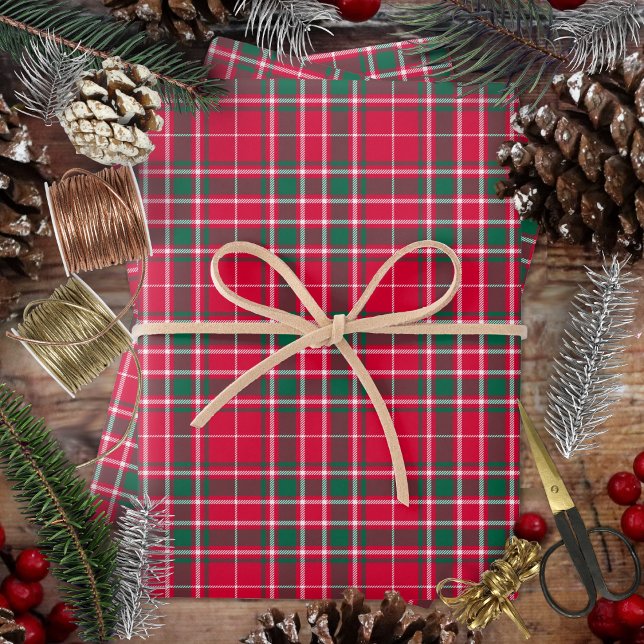Tartan - Rotes Grün und Weiß Geschenkpapier Set (Tartan - Red Green and WhiteWrapping Paper Sheets by Leapfroglisics Shop)