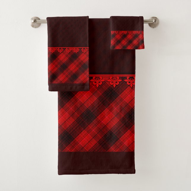 tartan rouge brun Abstrait sans soudure à damiers  (En situation)