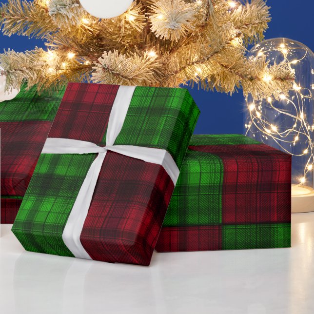 Tartan rouge et vert de Noël. Papier cadeau (Vacances)