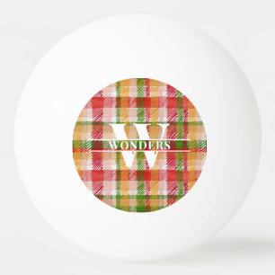 Tartan-Schottenmuster individuell monogrammiert Tischtennisball