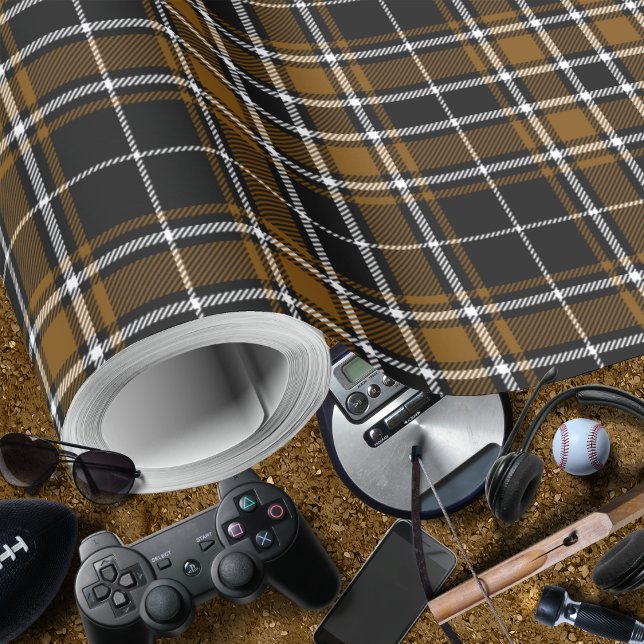Tartan - Schwarz-Deep Honey Brown-Off White Geschenkpapier (Tartan - Black-Deep Honey Brown-Off White Wrapping Paper by Leapfroglisics Shop)