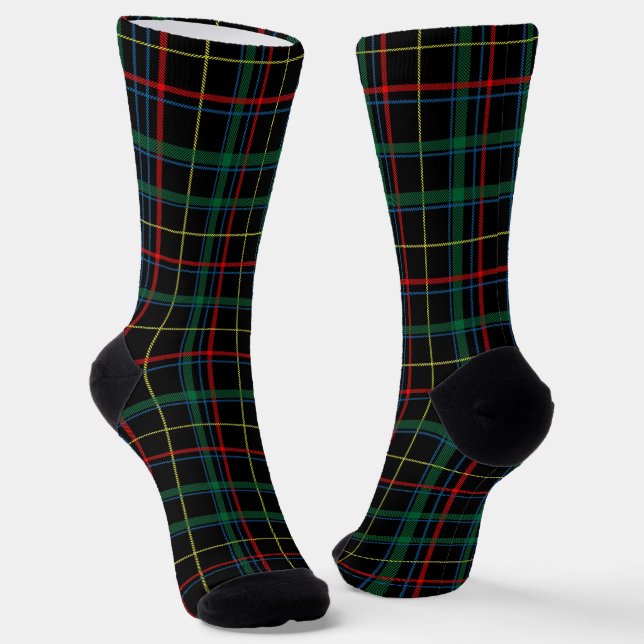 Tartan (Schwarz, Grün & Rot)  Socken (Gewinkelt)