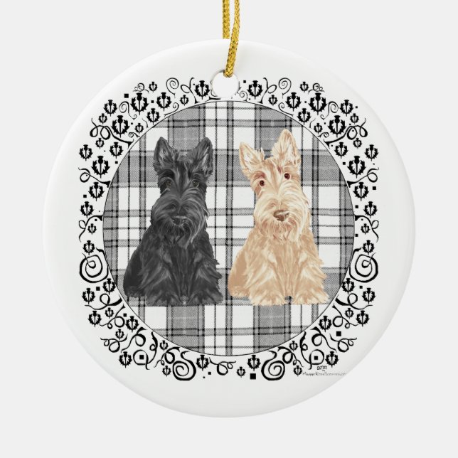 Tartan Scotties Keramik Ornament (Vorne)