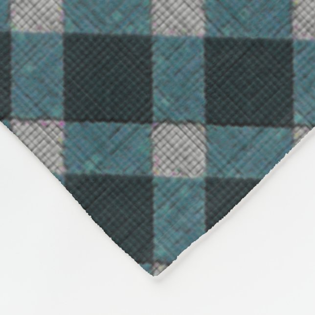 Tartan-Stil in grauem Cyan und hellem Relief Fleecedecke (Ecke)