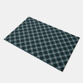 Tartan-Stil in grauem Cyan und hellem Relief Fußmatte