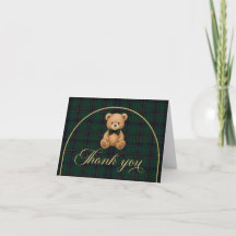 Tartan-Teddybär-Baby-Shower-Dankeskarten