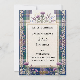 Tartan Thistle Jubiläums-Geburtstag Einladung