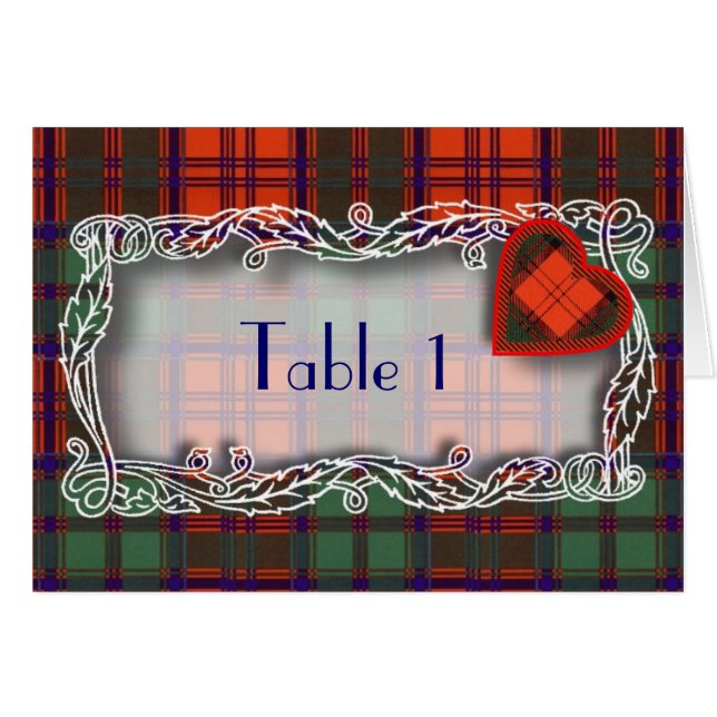 Tartan-Tischnummerkarte - Grant (Vorderseite (Horizontal))