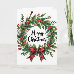 Tartan- und Kranz-Weihnachtskarte Karte