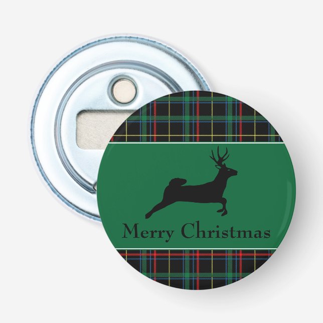 Tartan und Reindeer Weihnachten Flaschenöffner (Vorderseite)