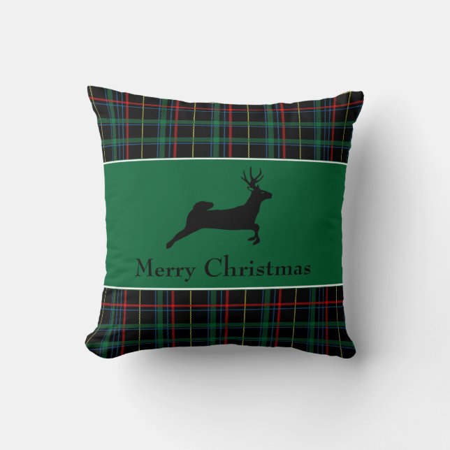 Tartan und Reindeer Weihnachten Kissen (Vorderseite)
