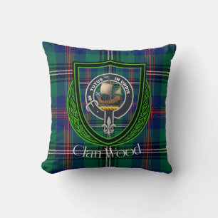 Tartan und Wappen des schottischen Clans Wood Kissen