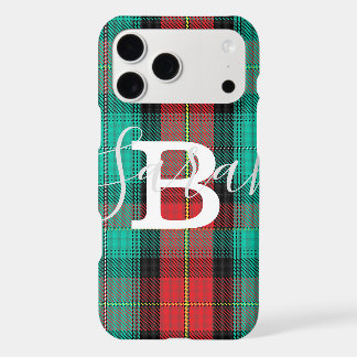 Tartan vert et rouge À damiers Nom du monogramme