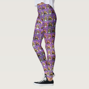 Tartan Violet Cavalier Espagnols, Dames Leggings