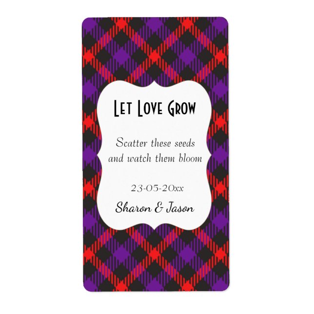Tartan Wedding Favor Pack Étiquette laisser l'amou (Devant)