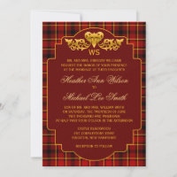 Tartan Wedding Red Black Gold Karierte Patternfarb