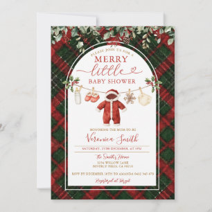 Tartan-Weihnachtsmann-Wäscheleine Frohe kleine Bab Einladung