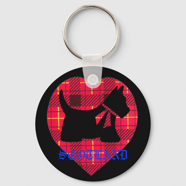 Tartan Westie Scotland Key Chain Schlüsselanhänger (Vorderseite)