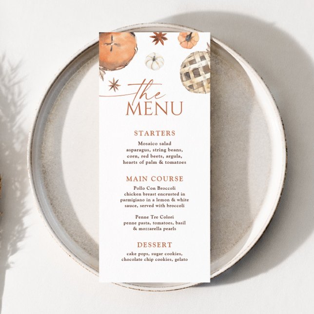 Tarte à croûte, menu Baby shower d'automne 4x9" (Créateur téléchargé)