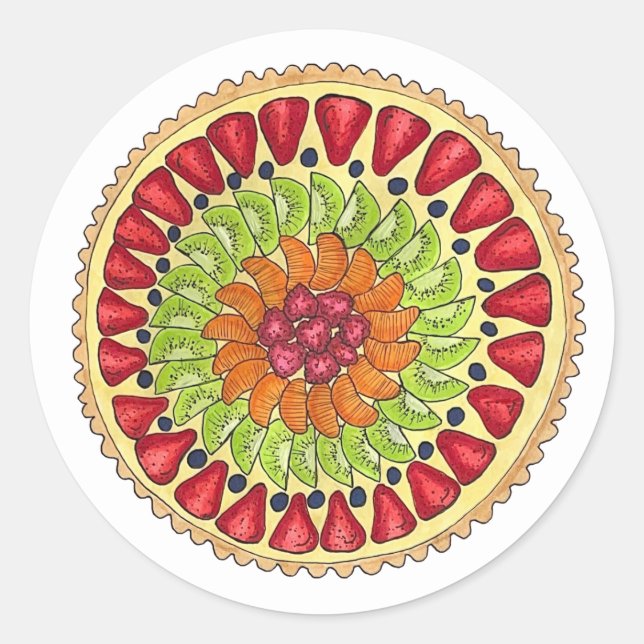 Tarte aux Frucht Tart Pie Französisch Konditorei Runder Aufkleber (Vorderseite)