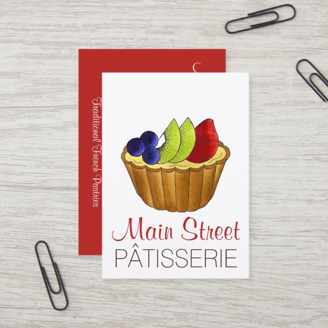 Tarte aux Frucht Tart Pie Französisch Konditorei Visitenkarte (Vorderseite/Rückseite Beispiel)