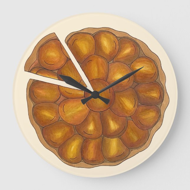 Tarte Tatin French Apple Fruchttorte Pie Pastry Große Wanduhr (Vorderseite)